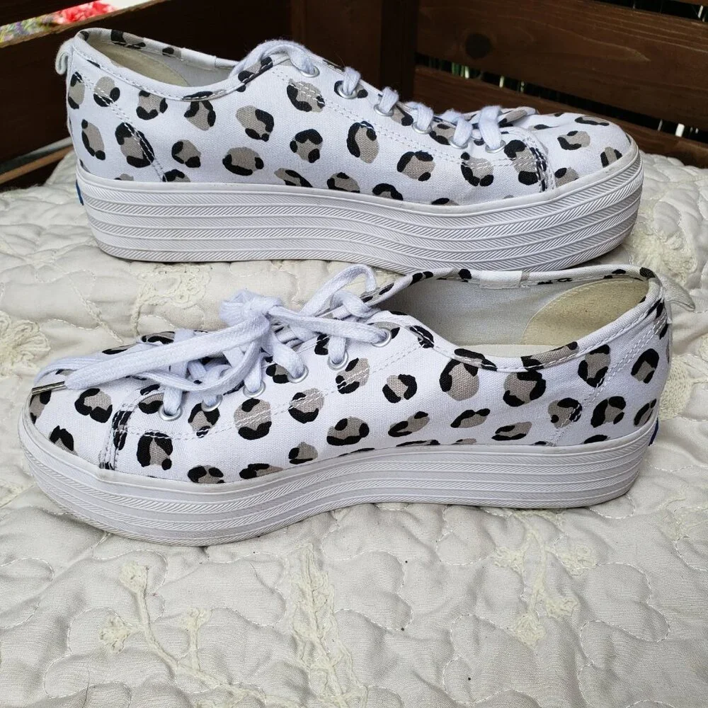 EUC KEDS Triple Decker Platform Pure White Cheetah WF63042 sneaker (9) KICKS